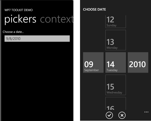 WP7 Toolkit pickers WP7 Toolkit pickers