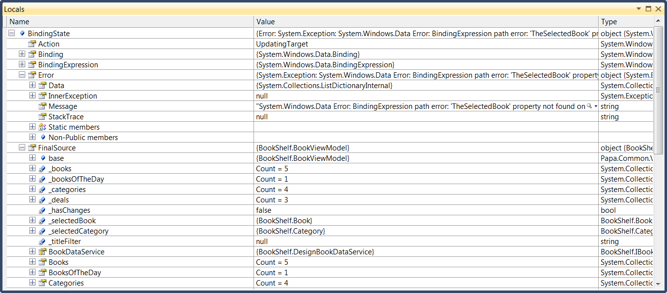 XAML Breakpoint Watch Window