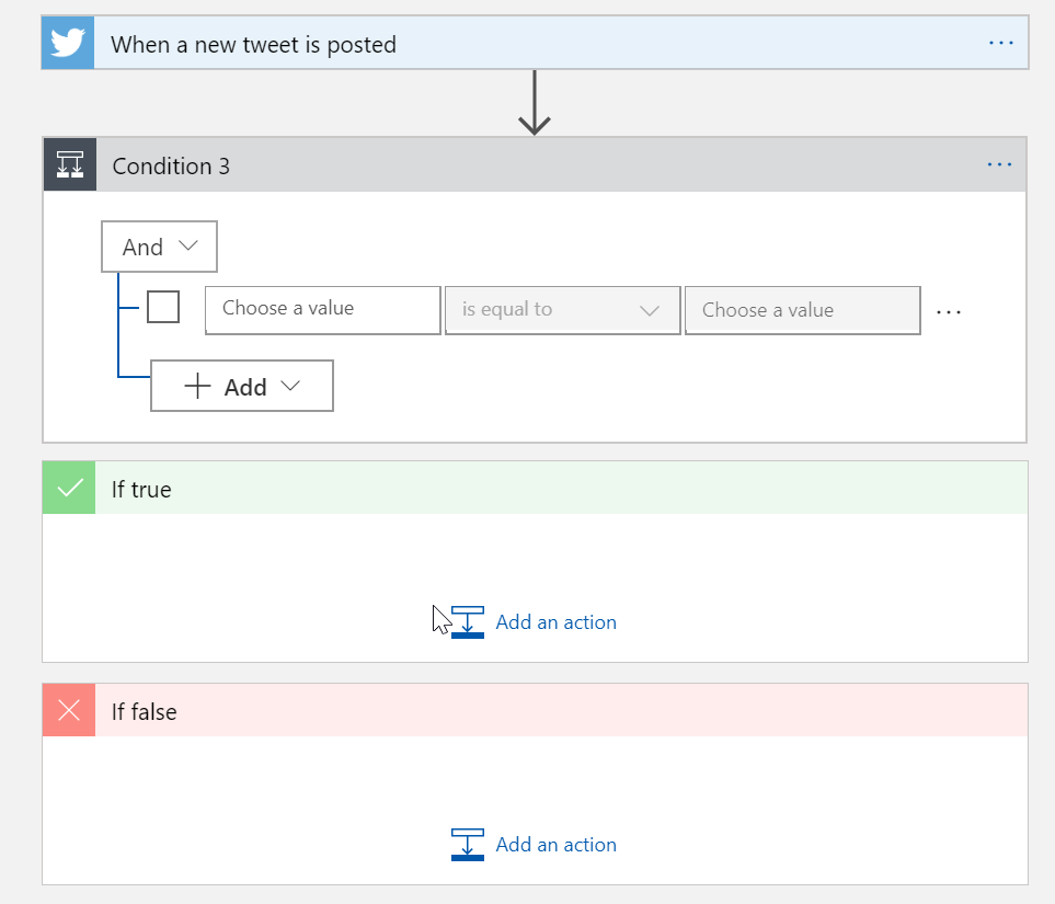 Screenshot of Condition action connector