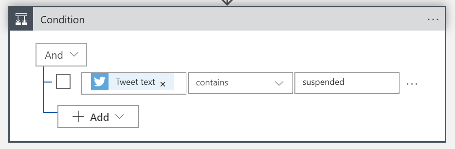 Screenshot of Condition action connector