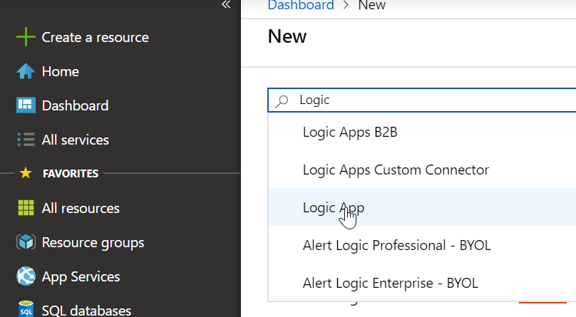 Screenshot of Azure portal