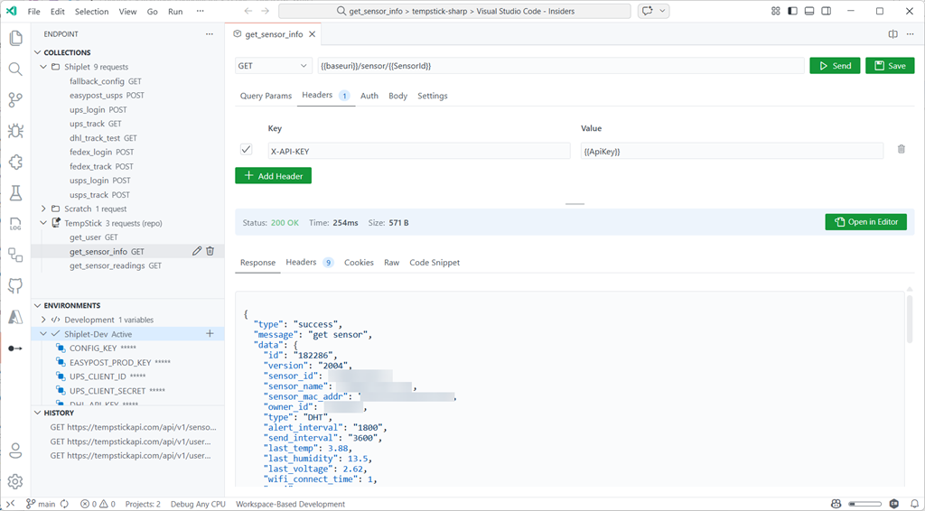 Screenshot of Endpoint for VS Code